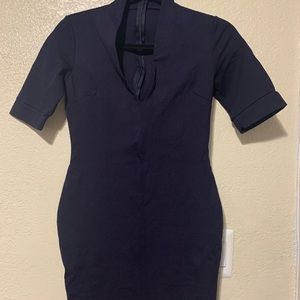 Tight short sleeve navy dress